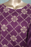 SC-247B-Purple - Stone Age | 3Pc Cotton Embroidered & Printed Dress