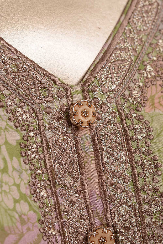 Jhumka Chandi (SC-54A-Skin) Embroidered Cambric Dress with Embroidered Chiffon Dupatta