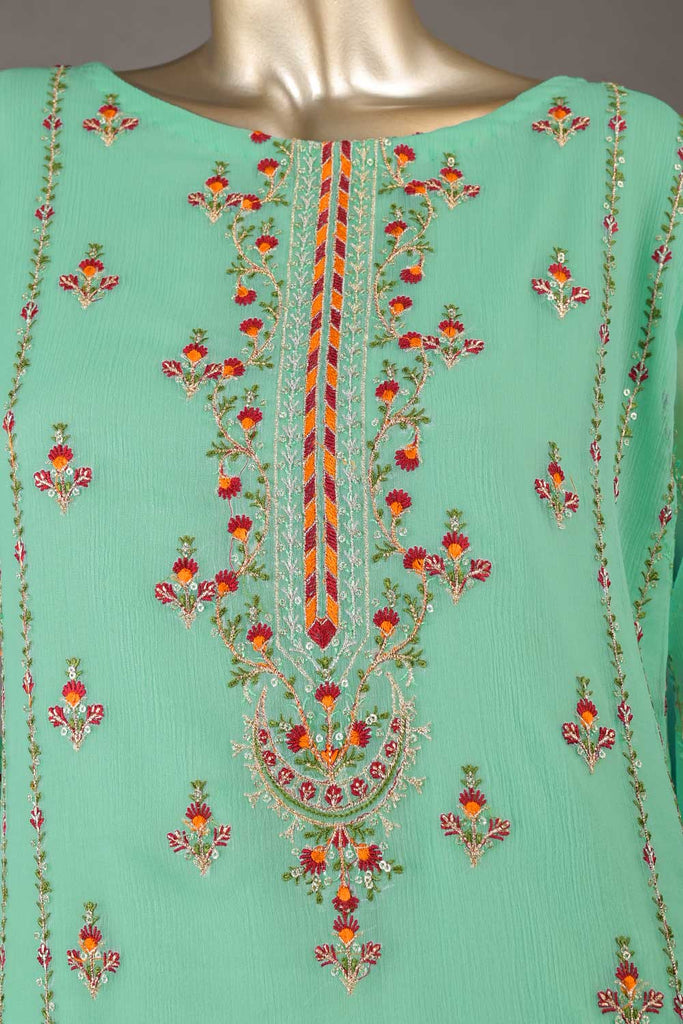 GLS-13B-SeaGreen - Sunset | 3Pc Embroidered Un-stitched Chiffon Dress