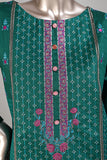 SC-253A-Turquoise - Saffron | 3Pc Cotton Embroidered & Printed Dress