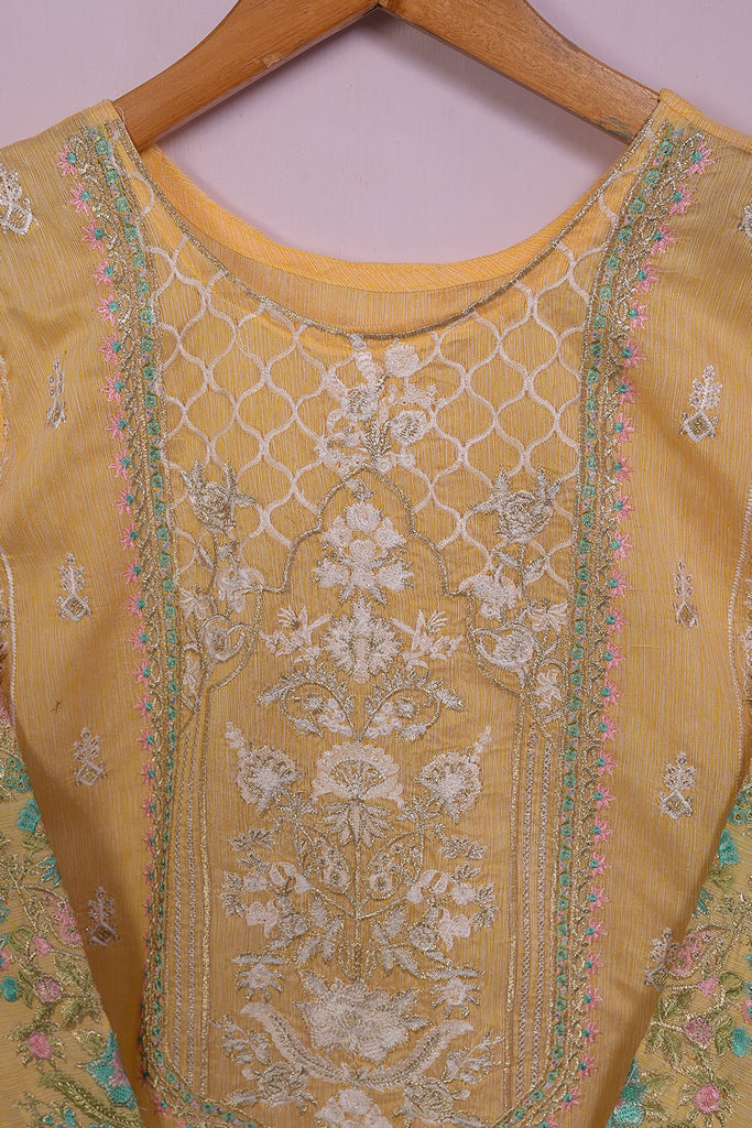 SC-211A-Yellow - Jubilant | 3Pc Cotton Embroidered & Printed Dress