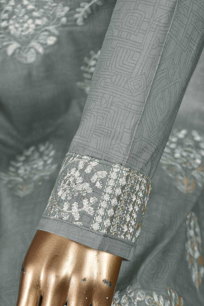 Egyptian Bridge (SC-127G-C.D-Grey) Embroidered & Printed Un-Stitched Cotton Dress