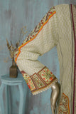 Dazzling Vase (DE-02-GreenishGrey) 3 Pc Unstitched Digital Printed & Embroidered Cotton Dress with Digital Printed Lawn Dupatta & Cotton Trouser