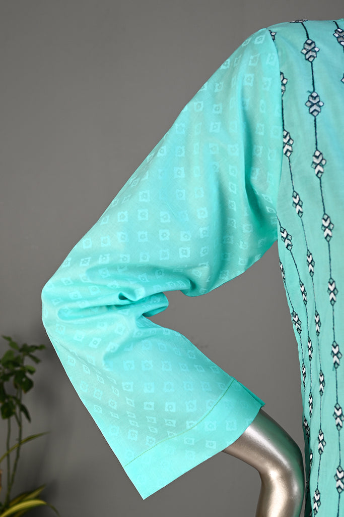 Lightout (SC-177A-LightBlue) 3Pc Embroidered & Printed Un-Stitched Cotton Dress With Embroidered Chiffon Dupatta