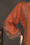 EM-11B-Rust - Rangoli | 3 Pc Unstitched Embroidered Dress