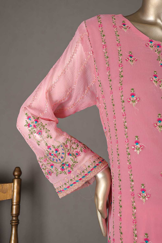 GLS-13A-Pink - Sunset | 3Pc Embroidered Un-stitched Chiffon Dress