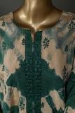 SC-228B-BottleGreen - Laser Tie&Dye | 3Pc Cotton Embroidered & Printed Dress
