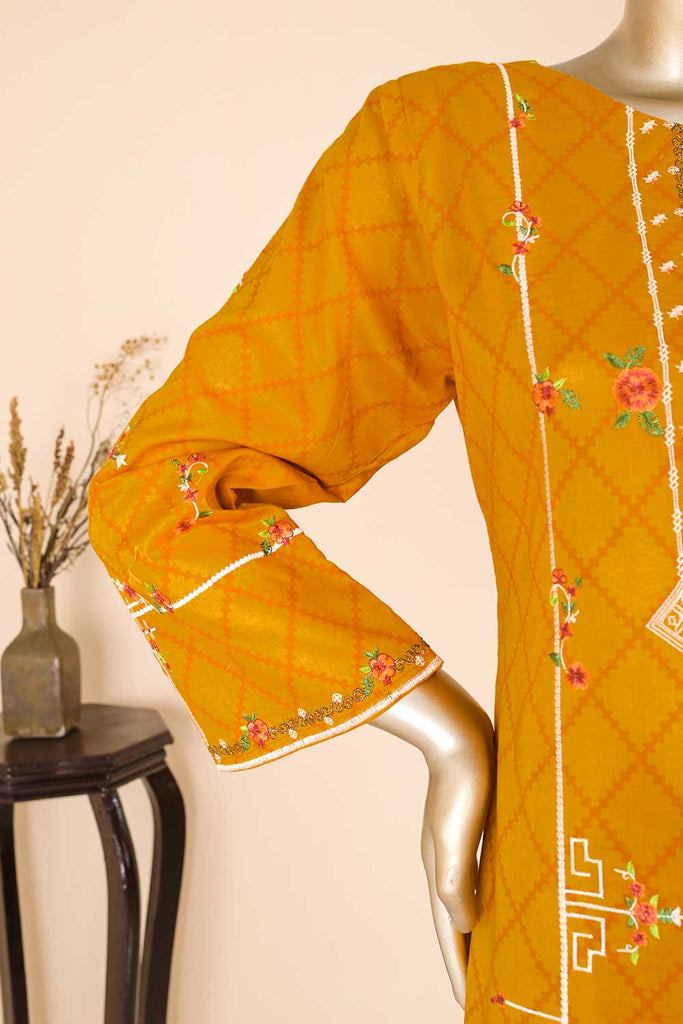 SC-276A-Mustard - Montage | 3Pc Cotton Embroidered & Printed Dress
