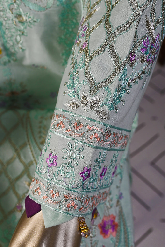 SC-246B-LightGreen - Imrozia | 3Pc Cotton Embroidered & Printed Dress