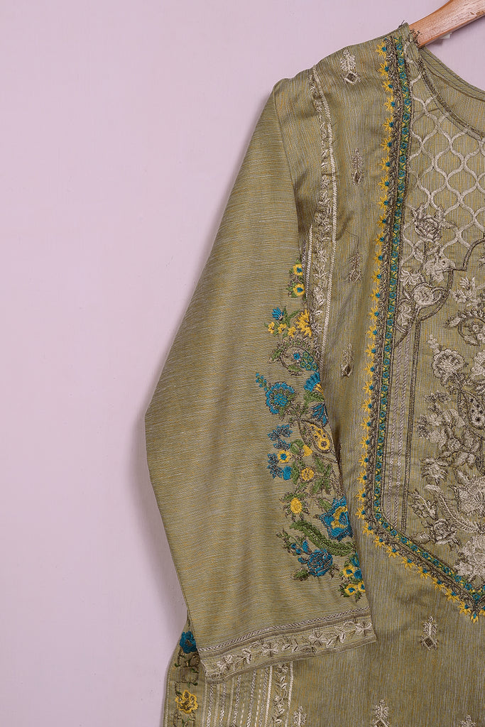 SC-211B-Khaki - Jubilant | 3Pc Cotton Embroidered & Printed Dress