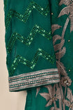 1Pc Unstitched Chiffon Embroidered Kurti With Jewel Handwork - (CUK-06-Green)