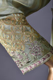Pearl (AEC-2B-GreenishGrey) - 3 Pc Unstitched Mysoori Jacquard Embroidered Dress