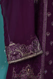 1Pc Unstitched Chiffon Embroidered Kurti With Jewel Handwork - (CUK-04-Purple)