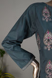 SC-203C-GreyishBlue - Perfect Aroma | 3Pc Cotton Embroidered & Printed Dress