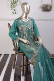 SC-258B-Turquoise - Madonna | 3Pc Cotton Embroidered & Printed Dress