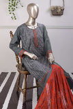SC-259B-Grey - Chain Rule | 3Pc Cotton Embroidered & Printed Dress