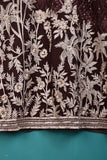 1Pc Unstitched Chiffon Embroidered Kurti With Jewel Handwork - (CUK-03-Brown)
