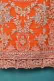 1Pc Unstitched Chiffon Embroidered Kurti With Jewel Handwork - Fireworks (CUK-01-Orange)