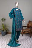 SC-231C-Turquoise - Qandil | 3Pc Cotton Embroidered & Printed Dress