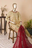 SC-275B-Khaki - Dastoor | 3Pc Cotton Embroidered & Printed Dress