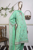 SC-206E-LightGreen - The Banquet | 3Pc Cotton Embroidered & Printed Dress