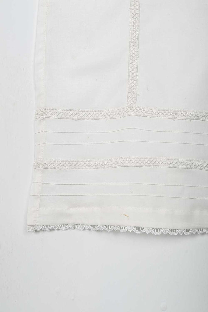 CSTP 1B-White | 2Pc Cotton Solid Dress With Trouser