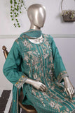 SC-258B-Turquoise - Madonna | 3Pc Cotton Embroidered & Printed Dress