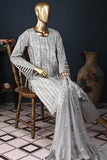 SC-224B-Grey - Electric Stems | 3Pc Cotton Embroidered & Printed Dress