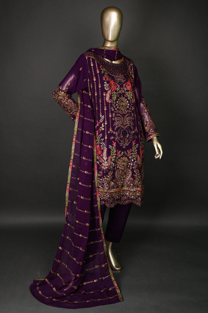 GLS-14B-Purple - Tooty Fruity | 3Pc Embroidered Un-stitched Chiffon Dress