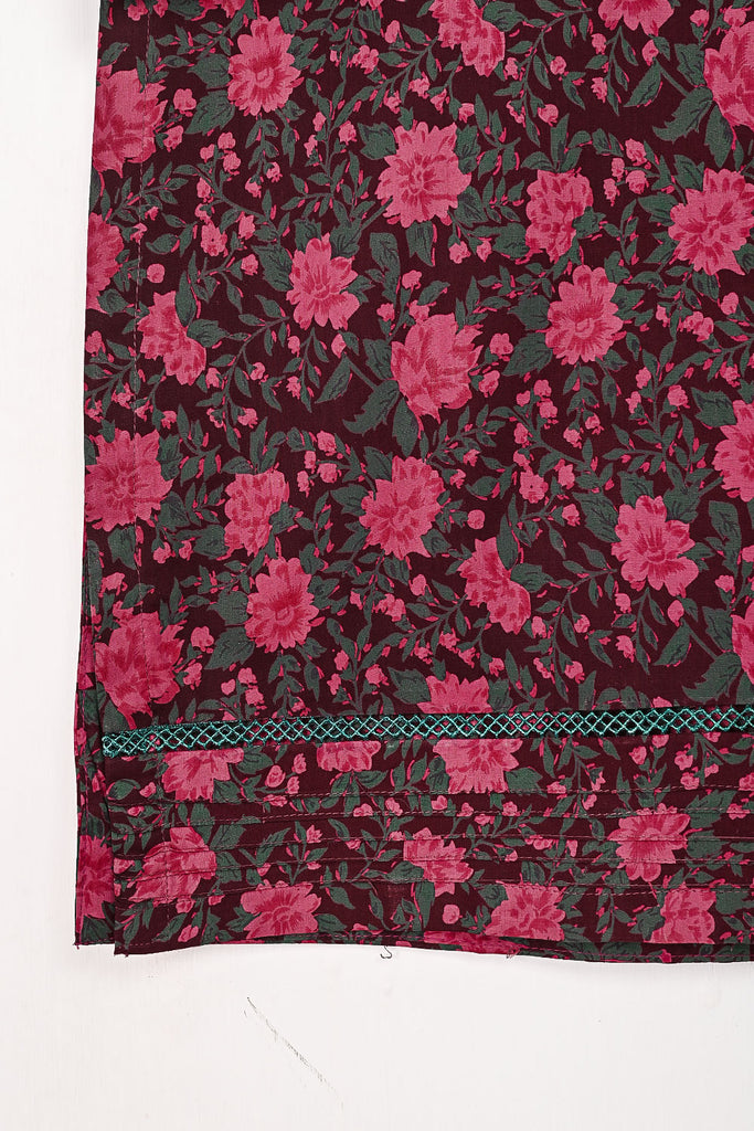 CPTP-3B-Maroon | 2Pc Cotton Printed Dress With Trouser