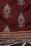 SC-203B-Maroon - Perfect Aroma | 3Pc Cotton Embroidered & Printed Dress
