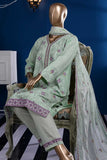 Dancing Floor (SC-88B-Cyan) Embroidered Cambric Dress with Embroidered Chiffon Dupatta