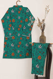 D-12-Turquoise | 2Pc Printed Cambric Dress With Trouser