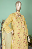 SC-298A-Yellow - Emerald | 3Pc Cotton Embroidered & Printed Dress