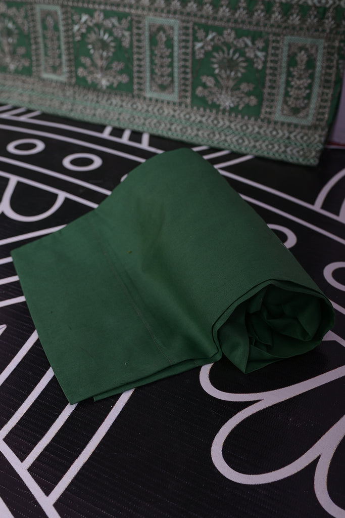 SC-205A-Green - Tehzeeb | 3Pc Cotton Embroidered & Printed Dress