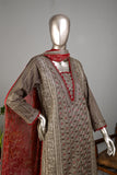 SC-250A-Brown - Token | 3Pc Cotton Embroidered & Printed Dress