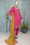 SC-272A-Pink - Janan | 3Pc Cotton Embroidered & Printed Dress