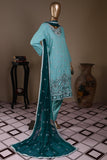 SC-220A-SkyBlue - Lion King | 3Pc Cotton Embroidered & Printed Dress