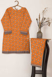 D-13-Orange | 2Pc Printed Cambric Dress With Trouser