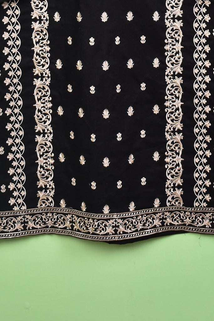 The Ordinary (SC-178B-Black) 3Pc Embroidered & Printed Un-Stitched Cambric Dress With Embroidered Chiffon Dupatta