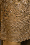 3pc Un-Stitched Embroidered Bamber Chiffon Dress With Raw Silk Trouser - Mahogany  (AMB-03-Mehendi)