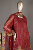 GLS-11A-Maroon - Rang Rasiya | 3Pc Embroidered Un-stitched Chiffon Dress