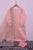 SC-176C-Pink - Sky Glitter | 3Pc Cotton Embroidered & Printed Dress
