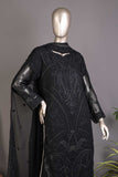 GLS-10A-Black - Voyage | 3Pc Embroidered Un-stitched Chiffon Dress