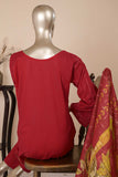 SC-184G-Maroon-Aqse-e-junoon | 3Pc Cotton Embroidered & Printed Dress