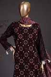 Ajrak (SC-82B-Black) Embroidered Un-Stitched Cambric Dress With Embroidered Chiffon Dupatta