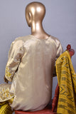 The Revolution (EM-5B-SkinYellow) | 3 Pc Mysoori Embroidered Dress with Handicraft Pearl work with Raw Silk Trouser & Banarsi Chiffon Dupatta