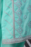 SC-257A-Ferozi - Chunri Waves | 3Pc Cotton Embroidered & Printed Dress