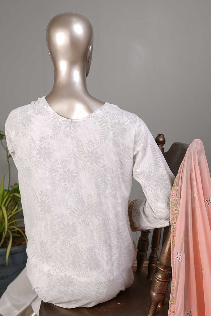 SC-5E-White - Sparkle | 3Pc Cotton Embroidered & Printed Dress