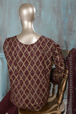 SC-265B-Maroon - BASANT | 3Pc Cotton Embroidered & Printed Dress